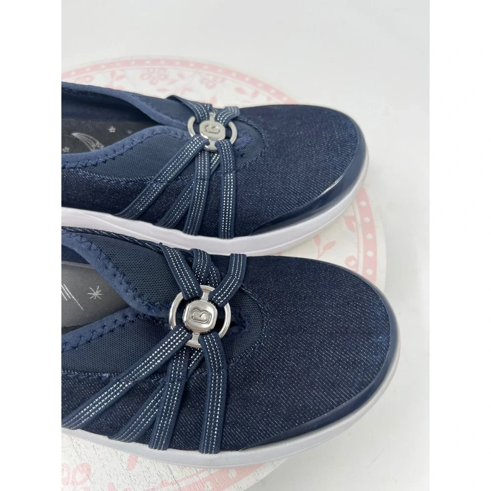 BZEES Rosie Slip On Sneaker Womens 6M Navy Blue Washable Comfort Wedge Shoes